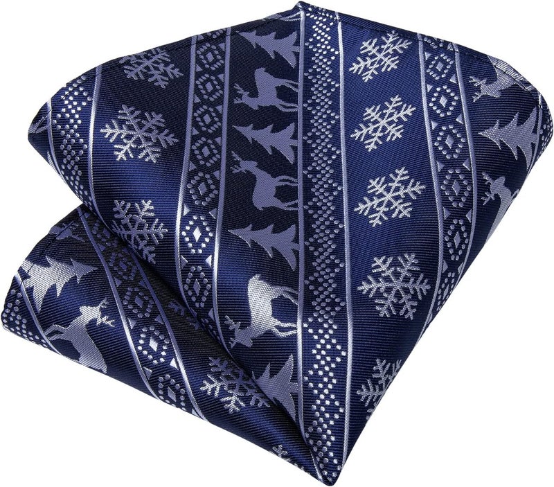 DiBanGu Boys Christmas Tie Set Silk Xmas Holiday Pre-tied tie and pocket Square for Kids Festive Tie with Gift Box - Image 5